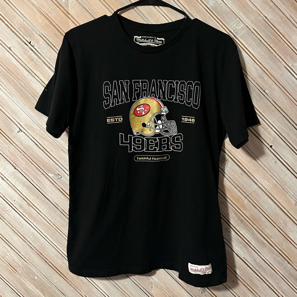 Mitchell & Ness Black San Francisco 49ers Short Sleeve NFL Football Tee
